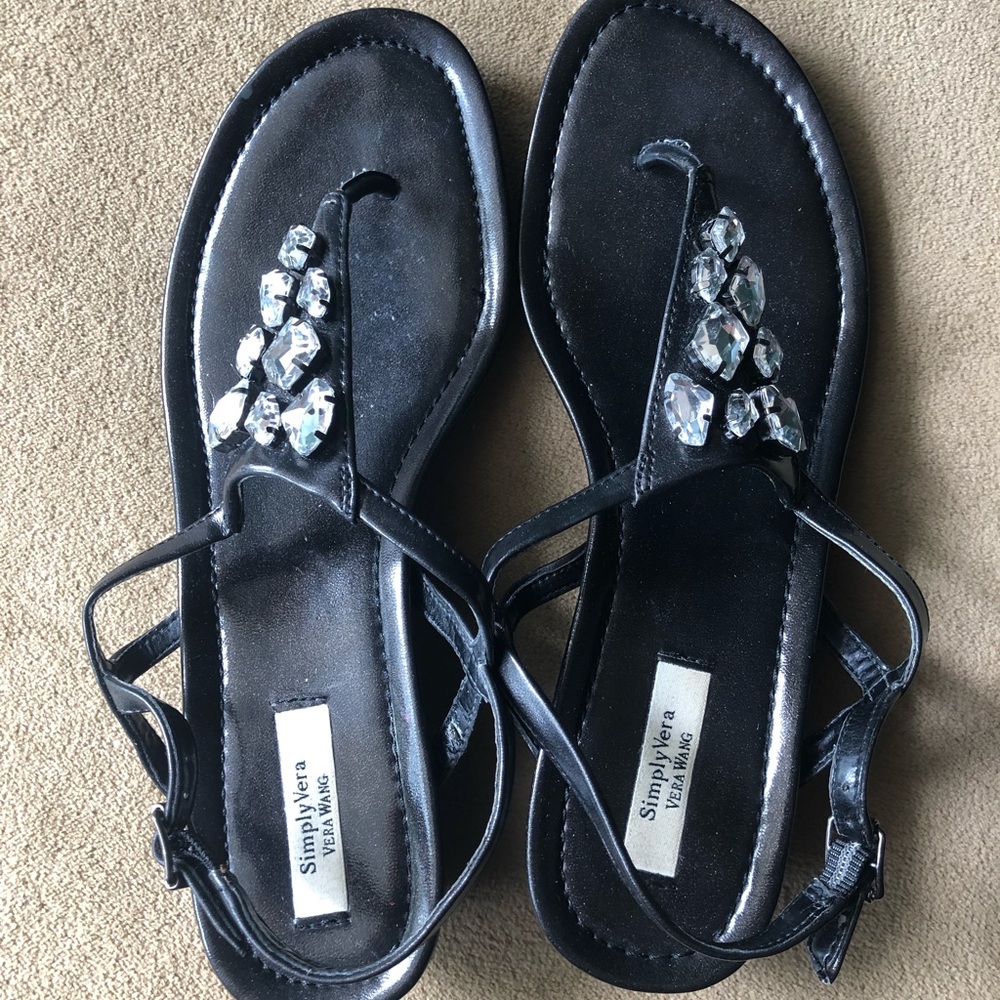 Black Sandals with Rhinestones